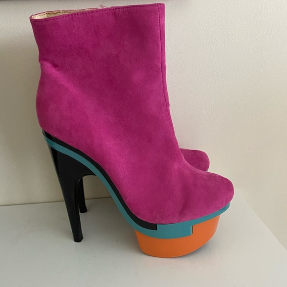 FRH FarenHeit  pink Platform Stiletto Ankle Boots - Picture 12 of 12